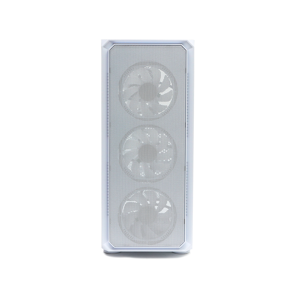 Корпус BaseTech eXtreme GFX-03, Без БП, ATX, белый, 4xICE BLUE FAN, 2xUSB2, 1xUSB3, бок: закалённое стекло (BT-GFX-03W-MESH-4F-IB)