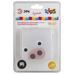 Ночник - светильник светодиодный ЭРА NN-631-LS-P в розетку с датчиком освещенности розовый