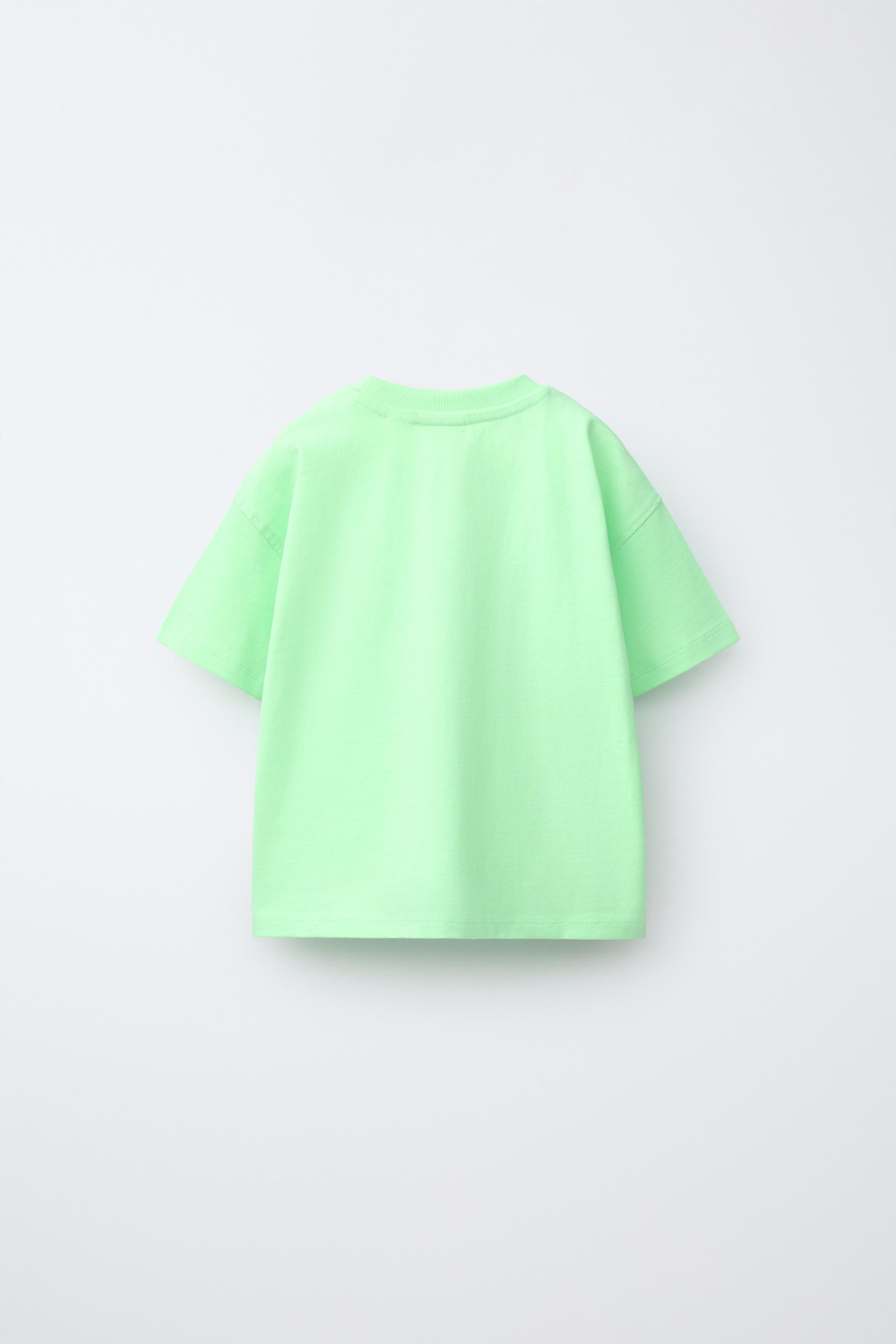 ZARA ФУТБОЛКА С ПРИНТОМ, НЕОНОВЫЙ ЗЕЛЕНЫЙ