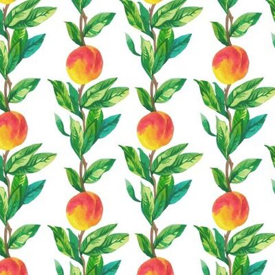 Бесшовный принт c акварельными персиками
