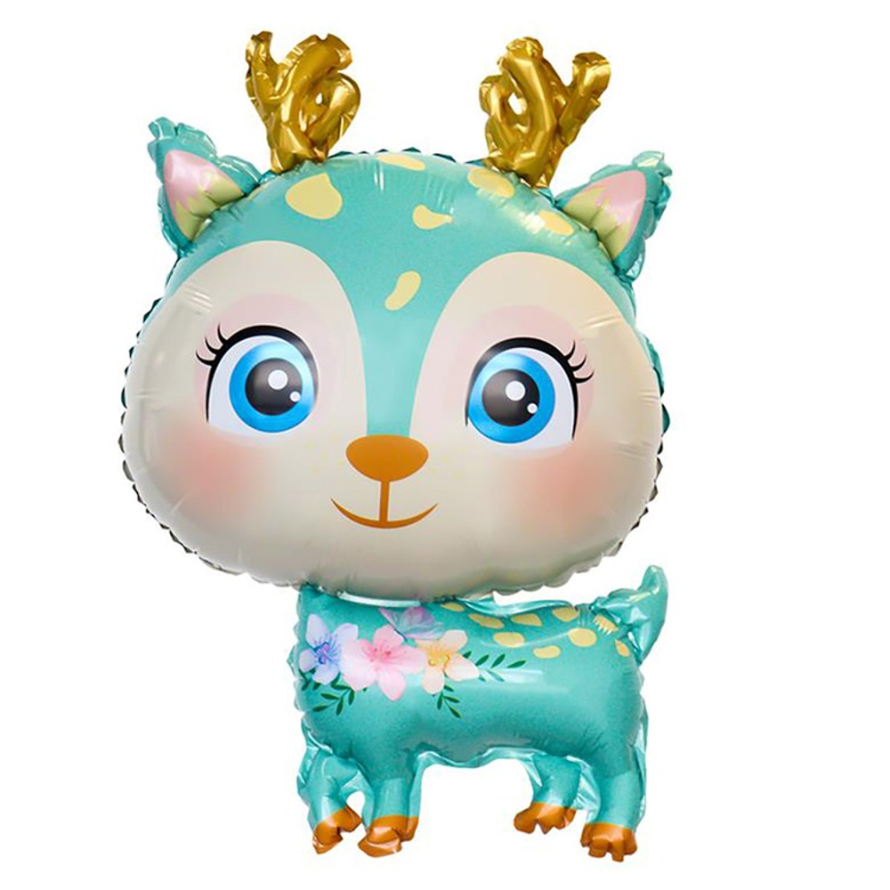 Шар Фольгированный Олень милый бирюзовый (Бирюзовый)