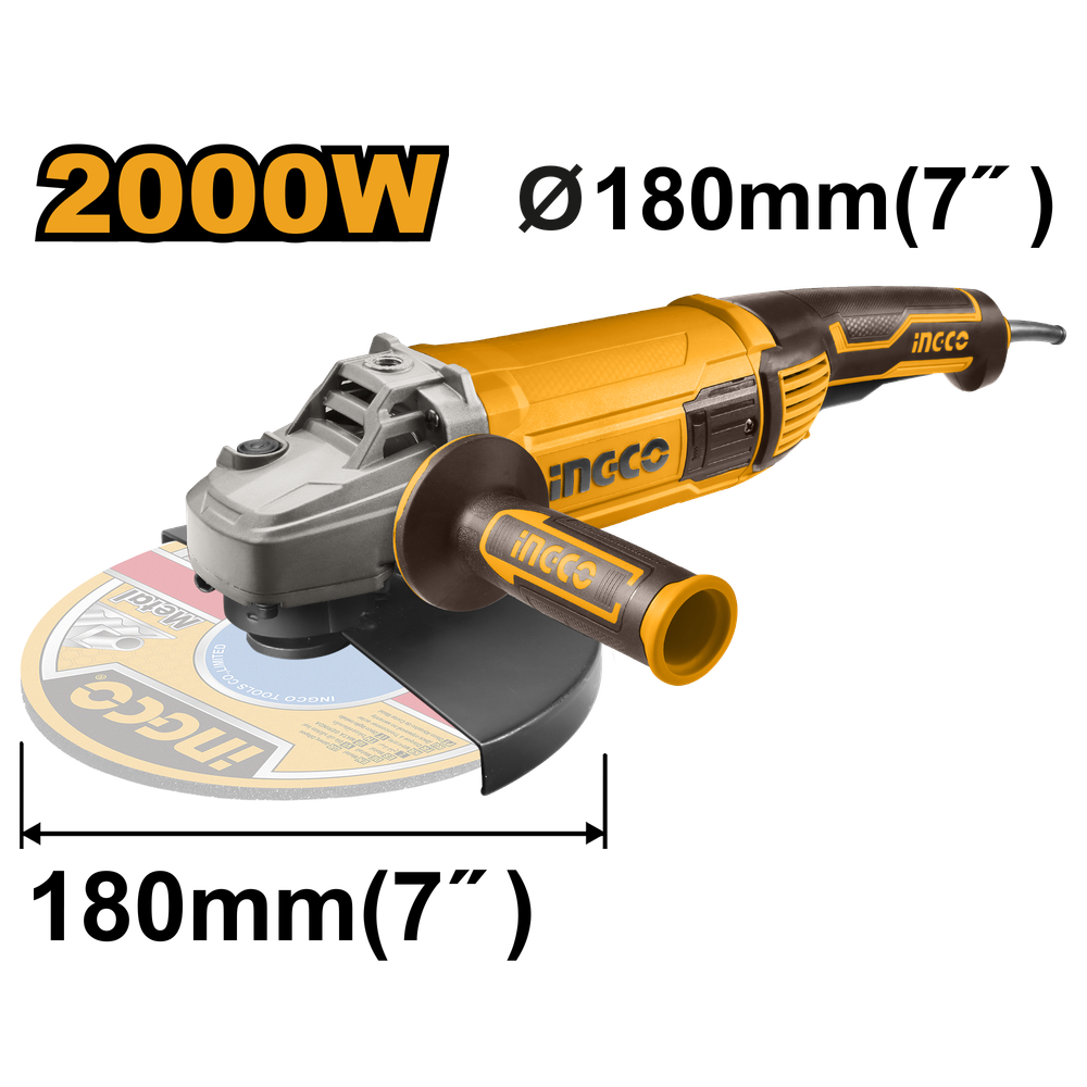 Угловая шлифовальная машина (УШМ) INGCO AG200018 180 мм 2,0 кВт