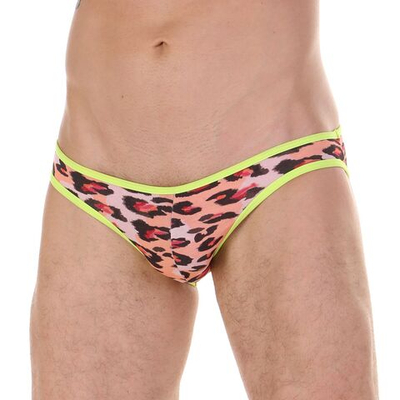 Сексуальные низкие трусы-слипы с хищным принтом и желтой каймой (Размер: XL) (Цвет: разноцветный)