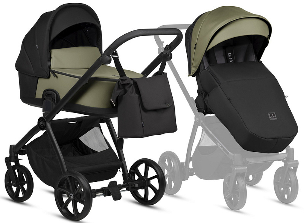 Детская коляска Tutis Mio 3 Plus Essential Кожа 2 в 1 1502025 Olive
