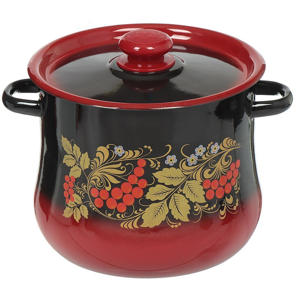 Кастрюля сталь, эмал, 5.5 л, с крыш, крышка сталь, Сиб товары, С1917.34, индукц