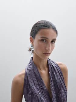 Massimo Dutti Топ с плиссировкой, фиолетовый