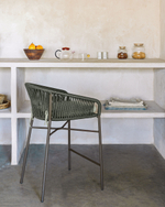 Стул полубарный Yanet из зеленой веревки, высота 65 см