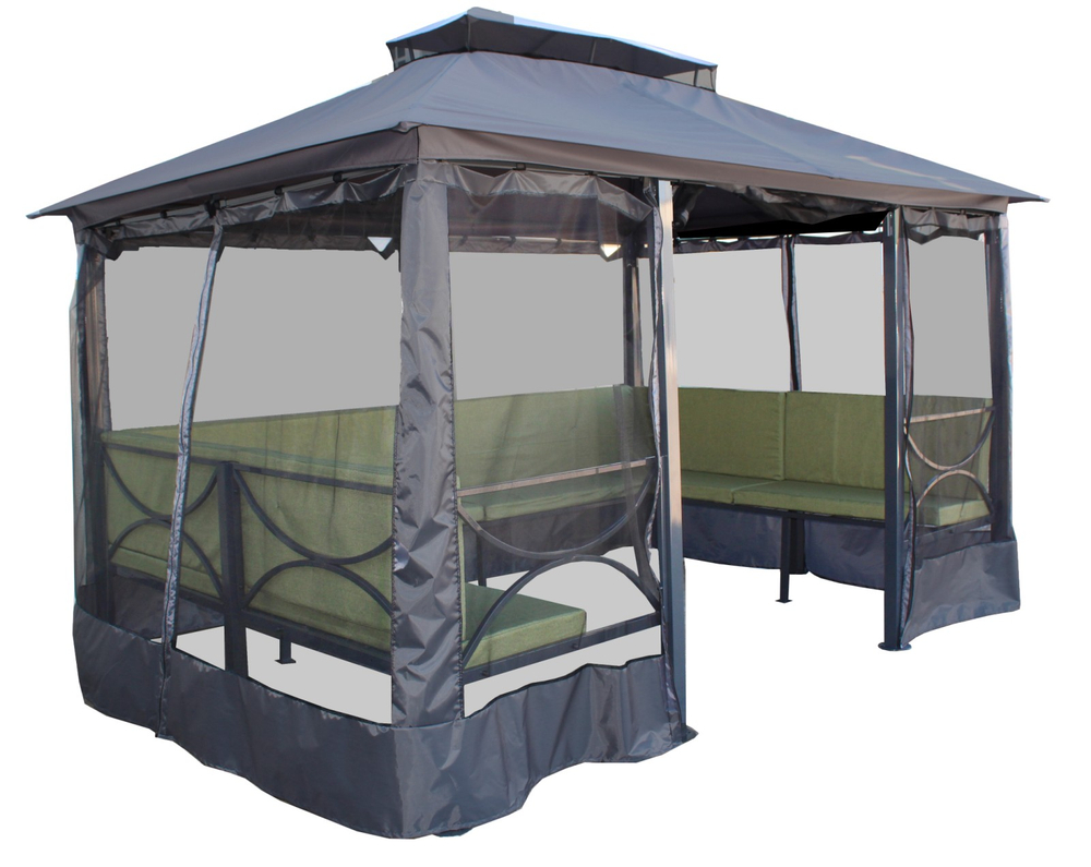 Шатер садовый Мебель Сад Павильон 3 уп (каркас, тент графит, мэ зеленый)