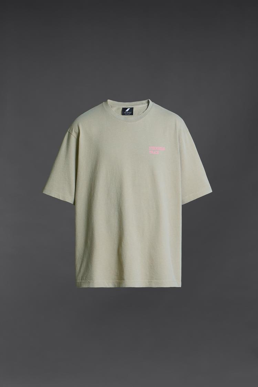 ZARA ФУТБОЛКА С КОНТРАСТНОЙ НАДПИСЬЮ, СВЕТЛО-СЕРЫЙ