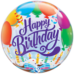 Шар Фольгированный Шары и торт со свечами Bubble Прозрачный (Ассорти)