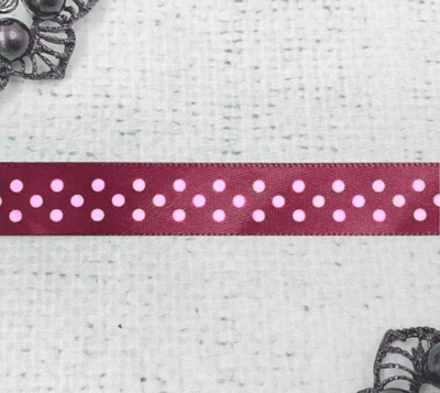 Лента атласная горох, ш. 1 см, бордовый