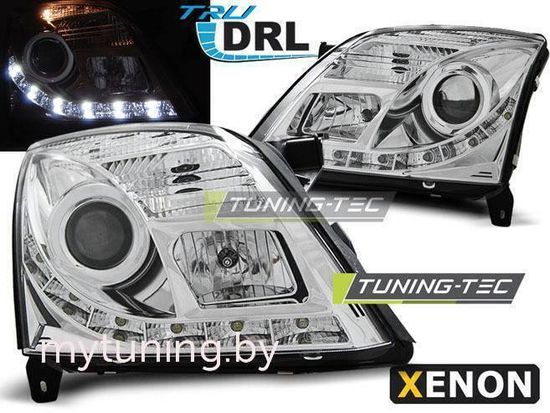 Передние фары Opel Vectra C daylight chrome drl D2S