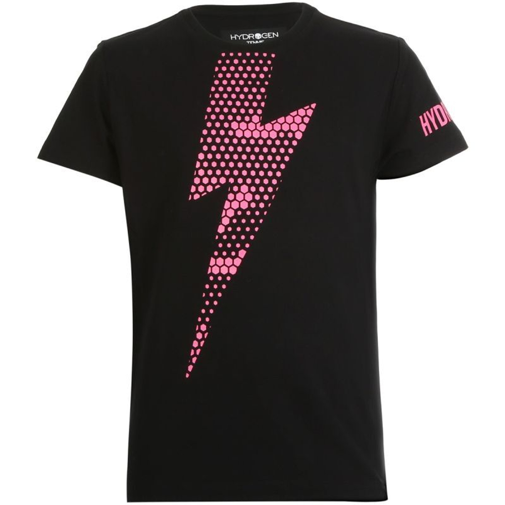 Футболка для мальчика теннисная Hydrogen Thunderbolt Tee Kids - black/fuchsia fluo