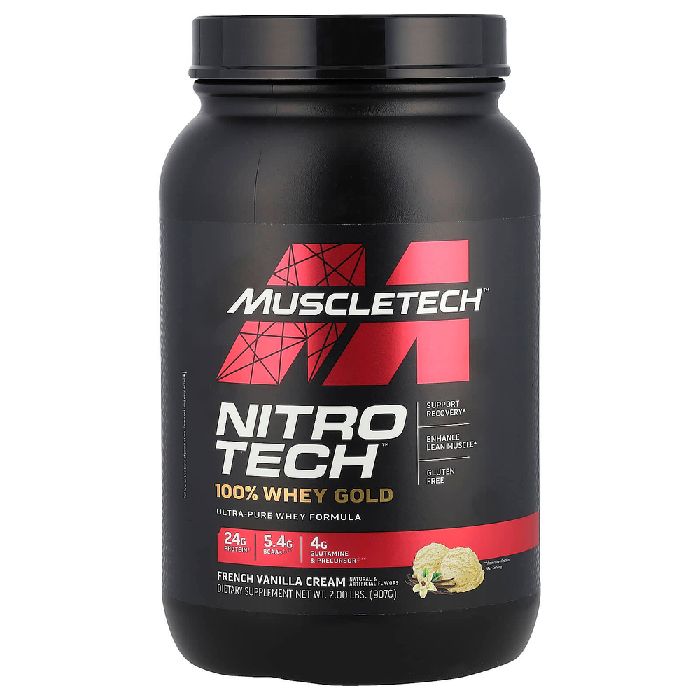 MuscleTech, Nitro-Tech ™ 100% Whey Gold, крем с французской ванилью, 907 г (2 фунта)