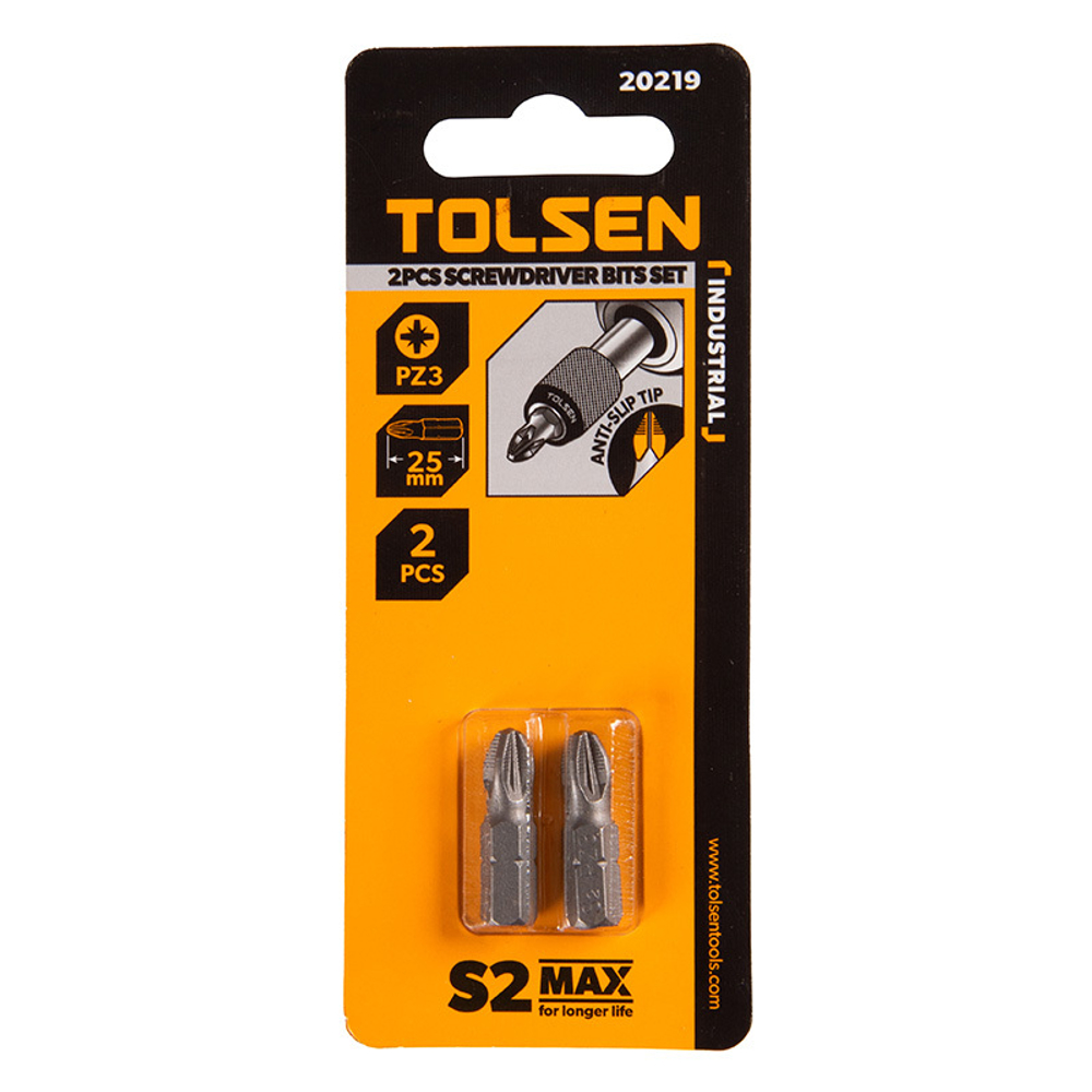 TOLSEN (TT20219) Набор вставок (бит) торцевых 1/4", Pozidriv, PZ3, 25 мм, 2 предмета