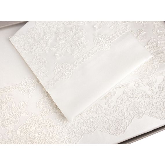 Постельное белье MINOSO крем с кружевом TIVOLYO HOME Турция