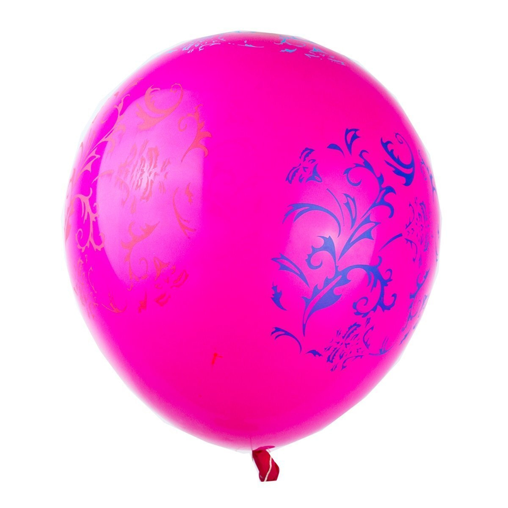 Шар воздушный Alingar, №12, с рисунком" Орнамент", цвета ассорти, 100шт/уп, пакет с европодвесом