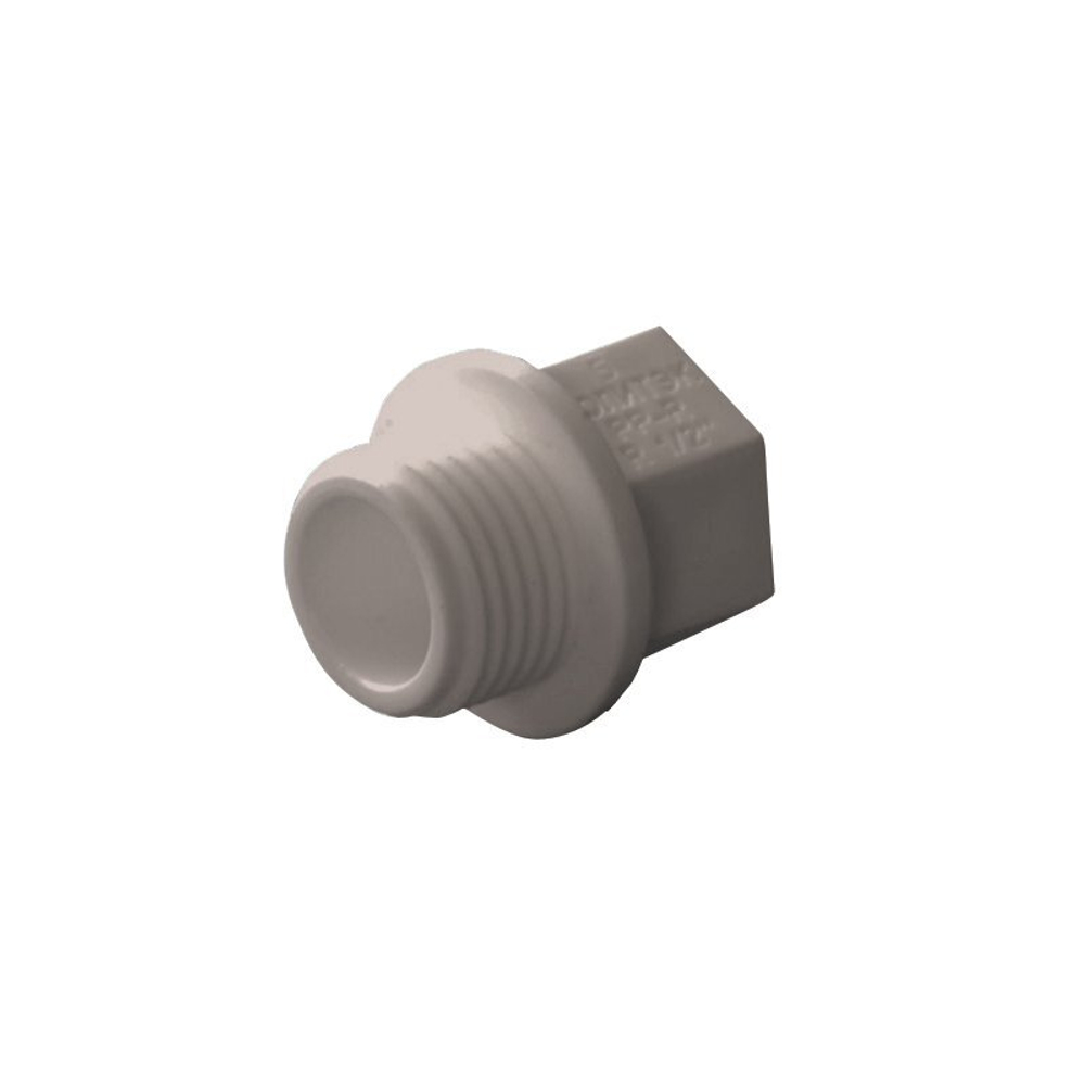 Заглушка ПП резьбовая 1/2'' PN 25, с наружной резьбой, серая