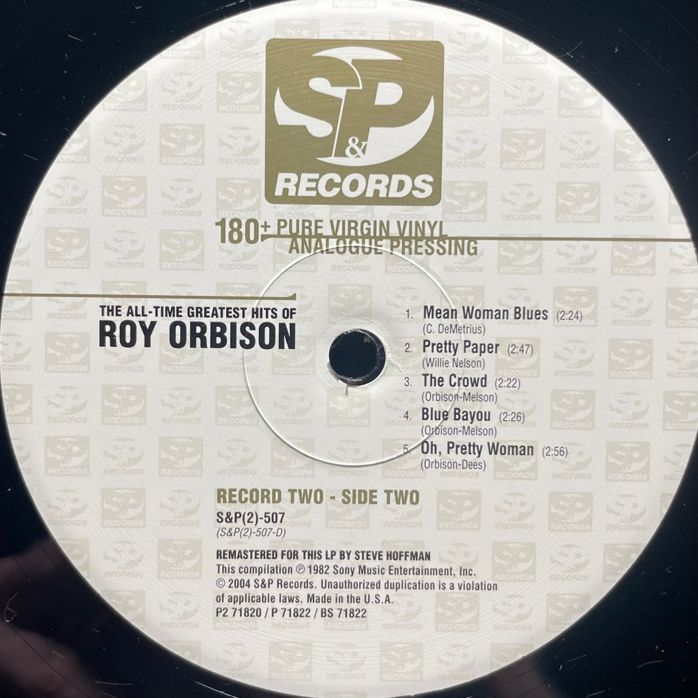 Roy Orbison ‎– The All-Time Greatest Hits Of 2LP (США 2004г.)