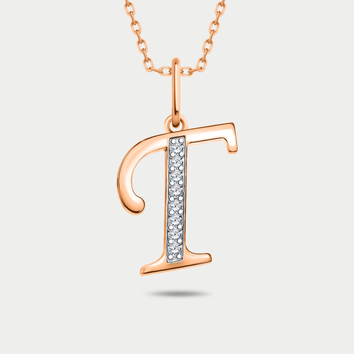 Подвеска-буква "Г"  из розового золота 585 пробы с фианитами для женщин (арт. 5726 "Г")