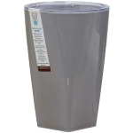 Кашпо для цветов пластиковое 2,7л d-15см «Грейс» во вставкой серый шёлк