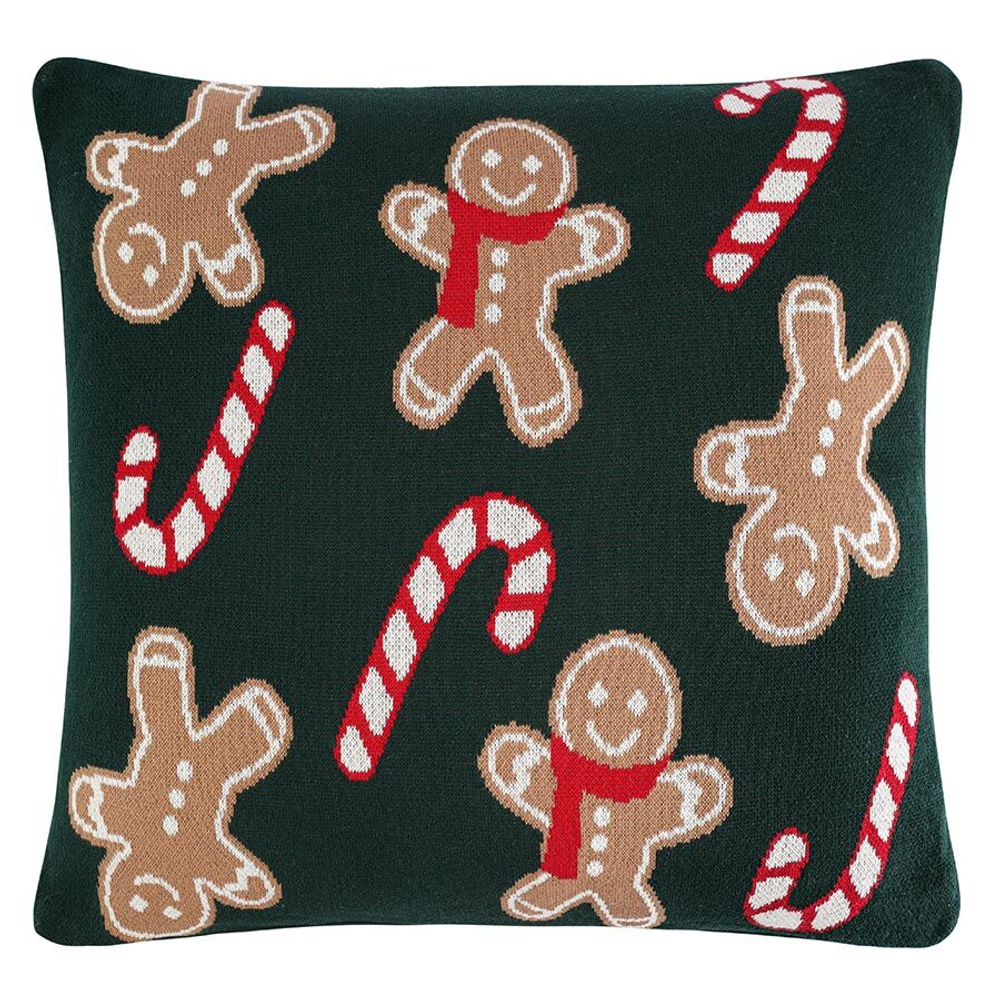 Подушка вязаная с новогодним рисунком gingerman из коллекции new year essential, 45x45 см