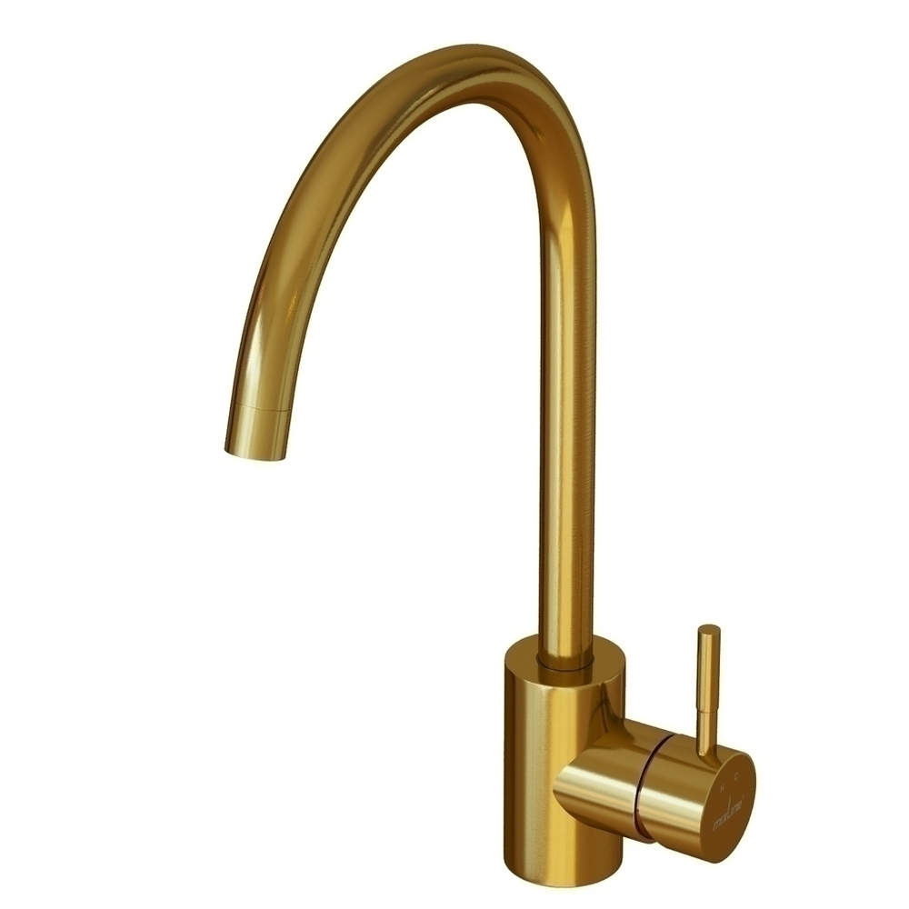 Смеситель для кухни 35k MIXLINE MLSS-0303G трубчатый излив, ЗОЛОТО