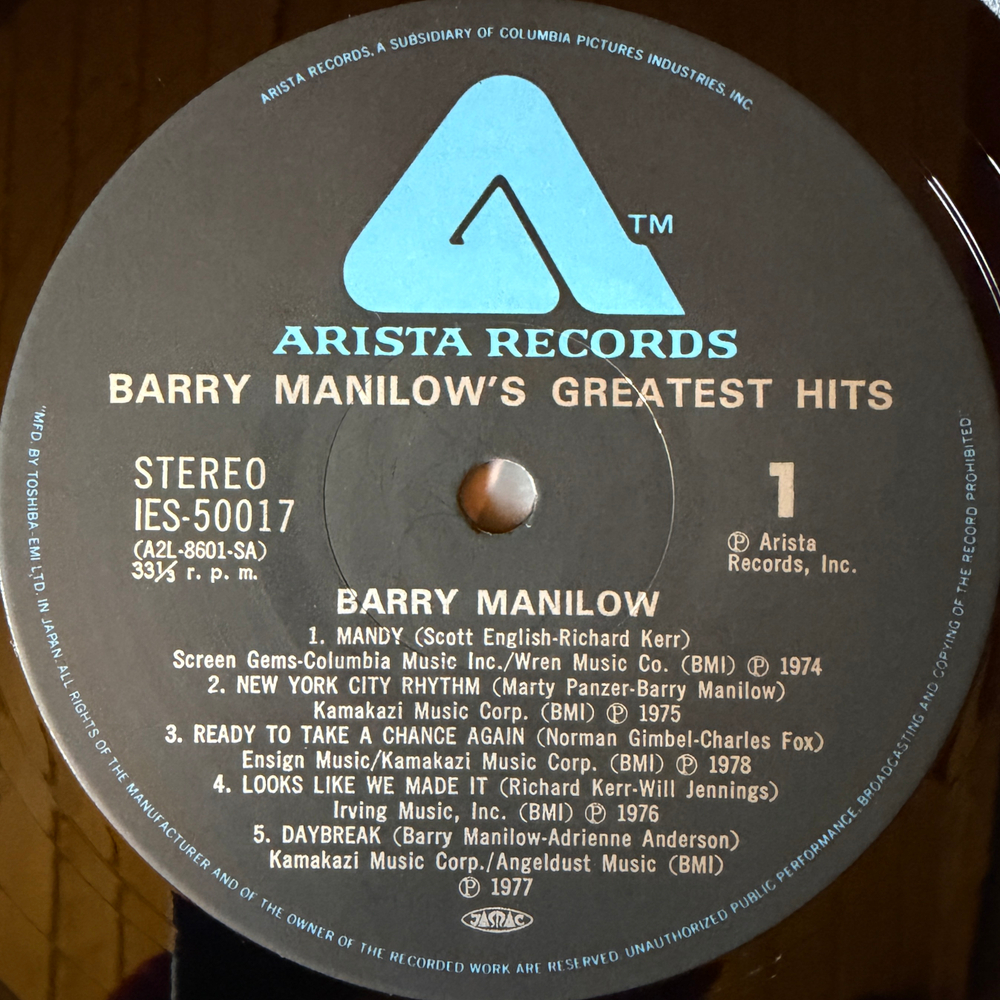 Виниловая пластинка Barry Manilow ‎– Greatest Hits 2LP