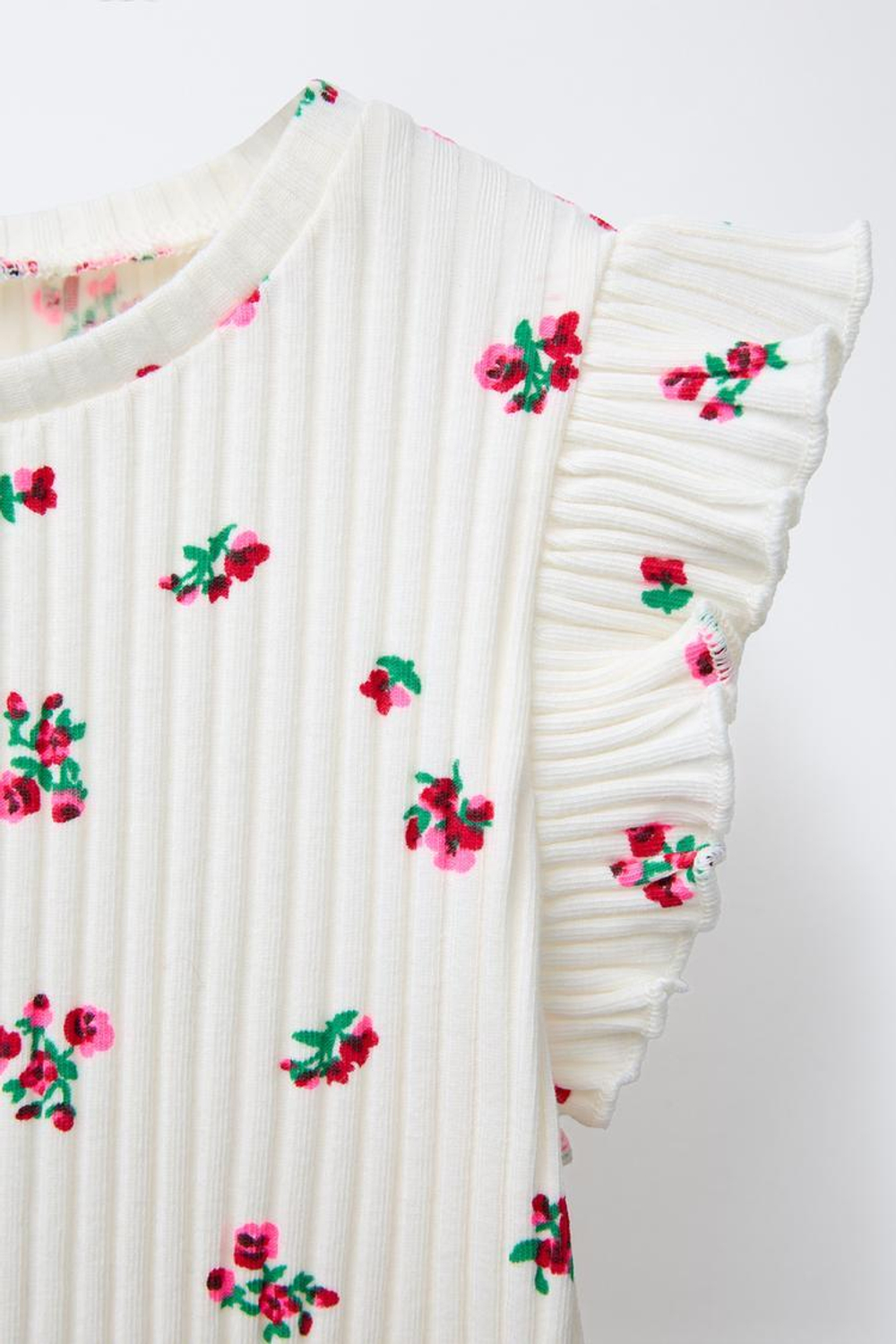 ZARA ТОП В РУБЧИК С ПРИНТОМ, ЭКРЮ