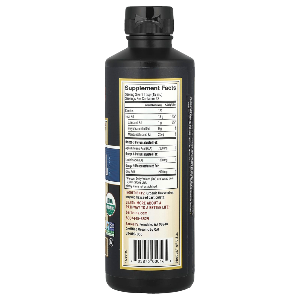 Barlean's, Органическое льняное масло с лигнаном, 473 мл (16 жидк. унц.)
