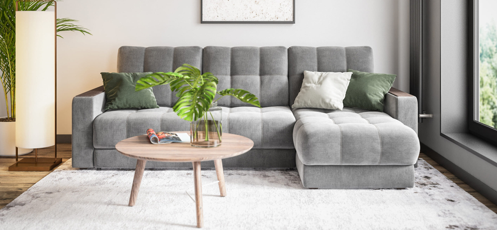 Угловой диван Босс Классик Велюр Монолит серый