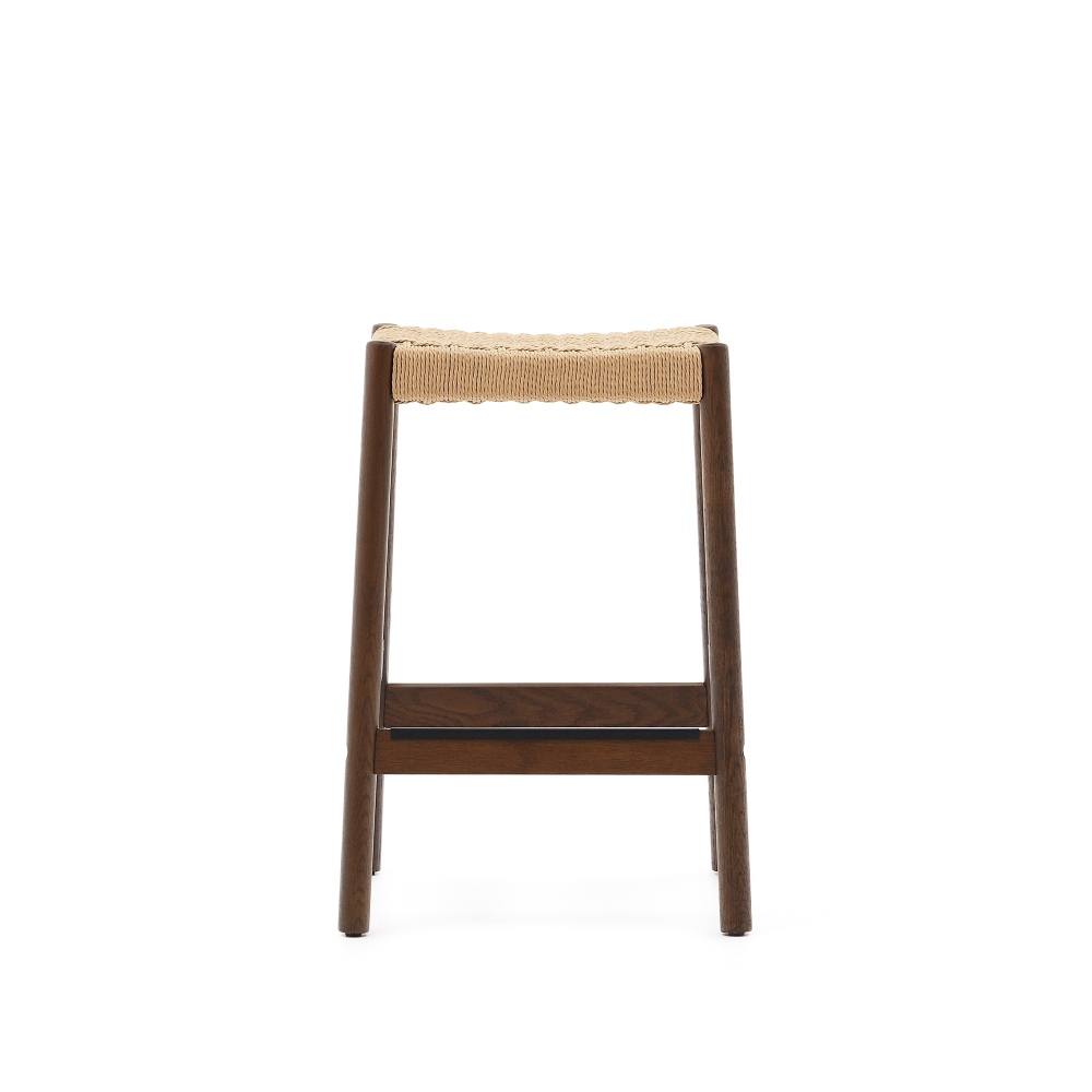 Yalia Табурет из дуба с отделкой под орех и веревочным шнуром, высота 65 см