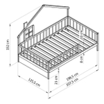 Кровать-домик односпальная 120х200 Локи с настилом из массива сосны для детской комнаты, серая