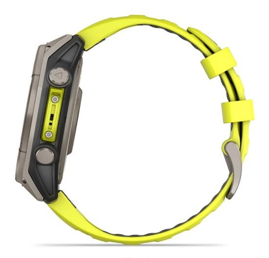 Умные часы Garmin Fenix 8, 47 мм, Solar, Sapphire Titanium with AMP yellow/graphite silicone band