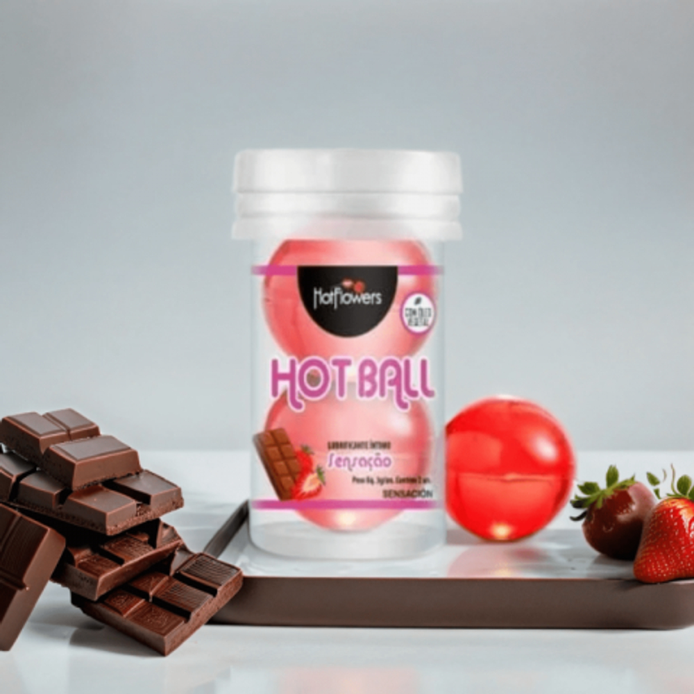 Лубрикант AROMATIC HOT BALL на масляной основе в виде двух шариков (аромат клубники в шоколаде)