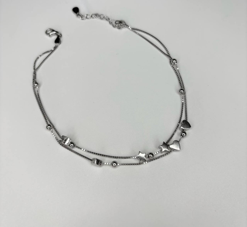 Браслет двойной со звездами и сердцами