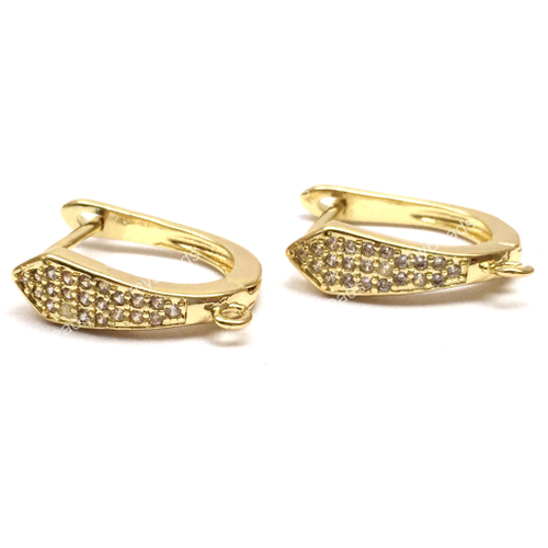 Швензы для украшений с фианитами 19х5 мм, позолота