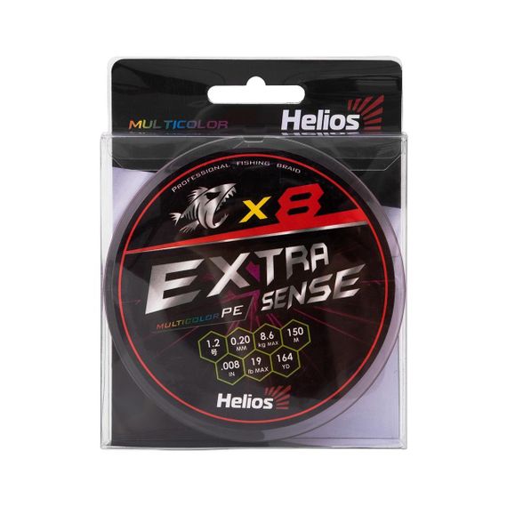 Шнур Helios Extrasense X8 PE Multicolor 150m  1.2/19LB 0.20mm (HS-ES-X8-1.2/19LB)