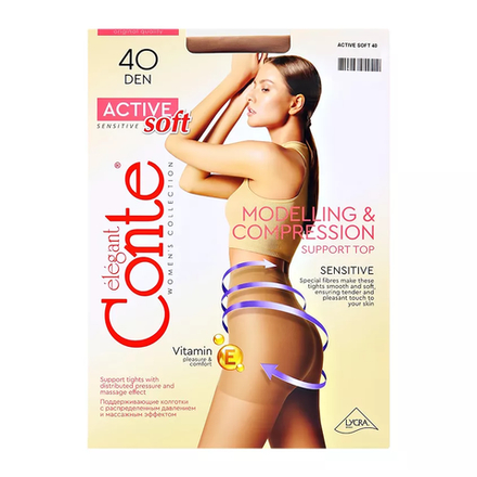 Conte ELEGANT ACTIVE SOFT колготки с моделир. шортиками 40 den natural р.6