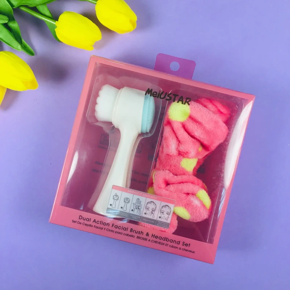 Набор подарочный Повязка на голову и щетка для умывания «Для Тебя», микс 4 цвета, 16*16,5*4,5см