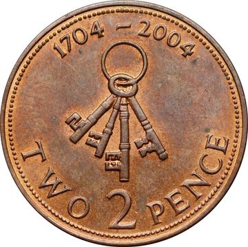 2 пенса 2004 Гибралтар «300 лет захвату Гибралтара»