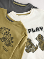 Пижама для мальчика Next AJ0-575, 3 шт., Хаки, Молочный, Серый