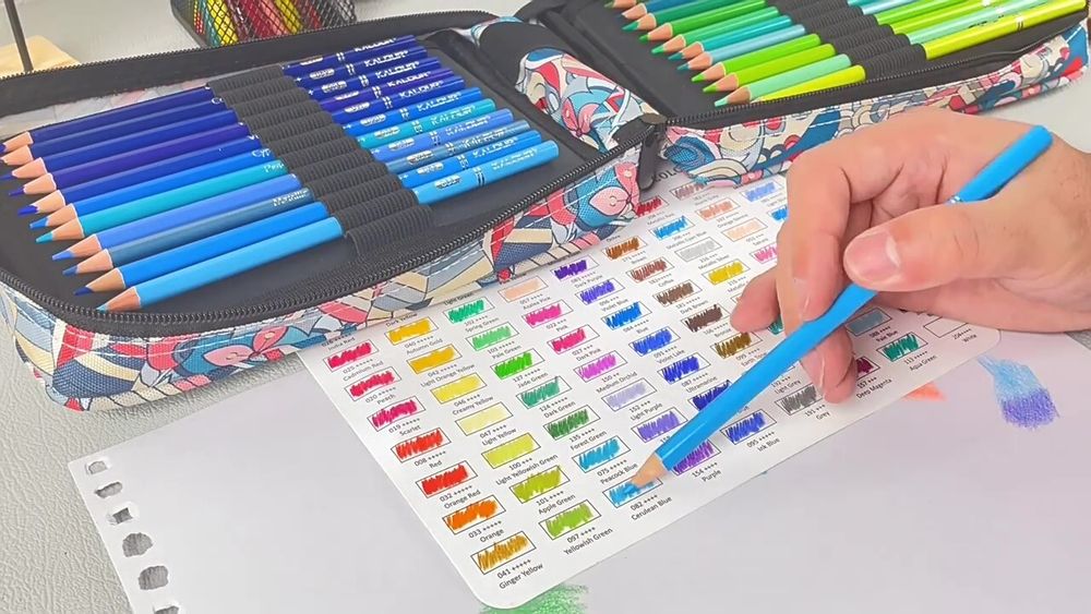 Карандаши акварельные Kalour 72 цвета тканевый пенал синий