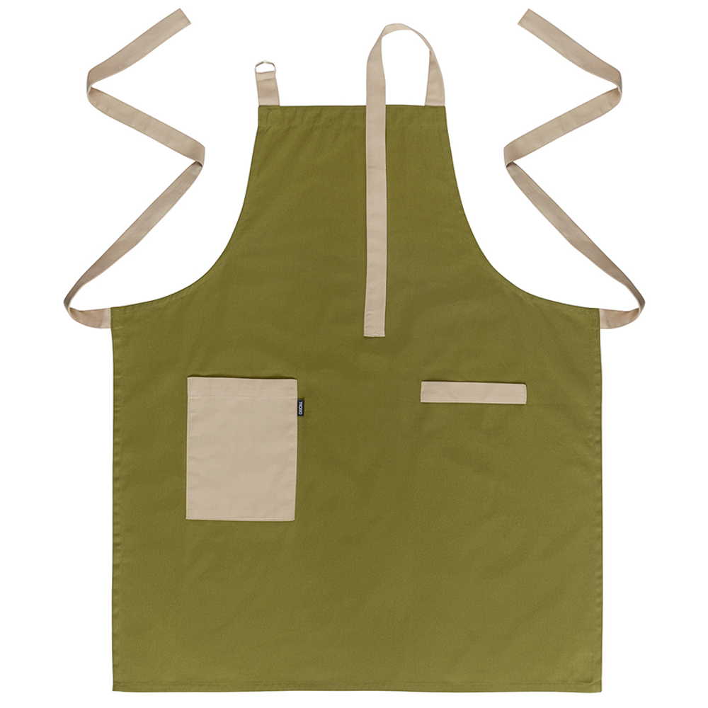 Фартук из хлопка оливкового цвета из коллекции essential, 70х85 см