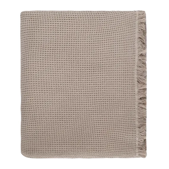 Покрывало вафельное из хлопка серо-бежевого цвета из коллекции essential, 230х250 см