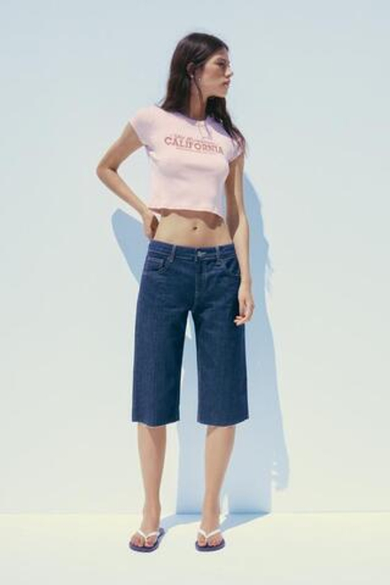 ZARA БЕРМУДЫ КАПРИ СРЕДНЕЙ ПОСАДКИ, ТЕМНЫЙ ИНДИГО
