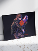 Постер плакат Денджи Держит На Руках Почиту Chainsaw Man Человек Бензопила