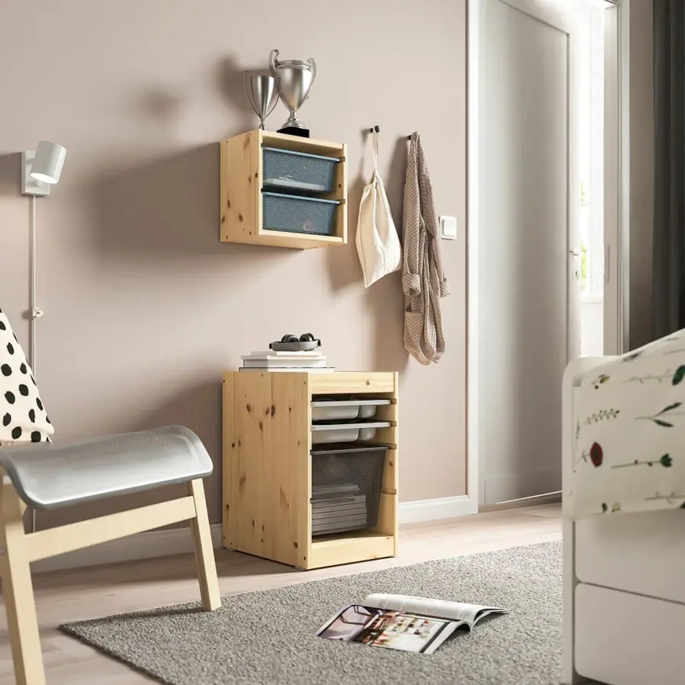 Стеллаж - TROFAST IKEA/ ТРУФАСТ ИКЕА,  32x44x52 см, под беленый дуб/ серый