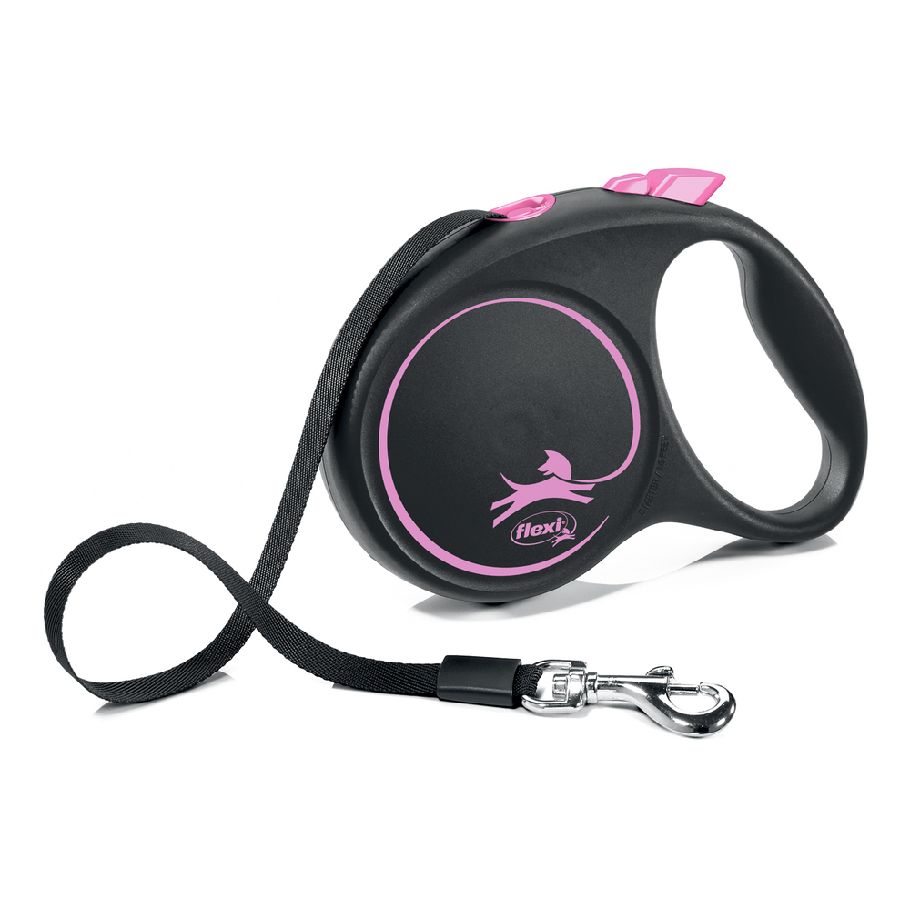 flexi рулетка Black Design M ( до 25 кг ) лента черный розовый