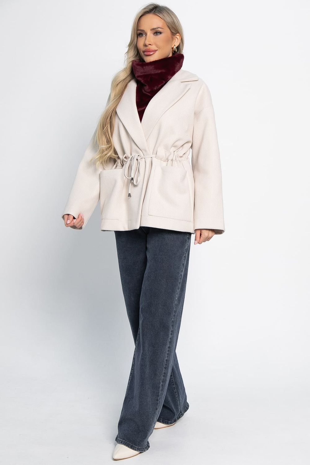 Пальто-пиджак (бежевый) Б15086-7М LT Collection